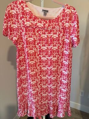 Chelsea28 - Brand,  Pink and White Mini Dress, Ruffle on bottom, S - M,